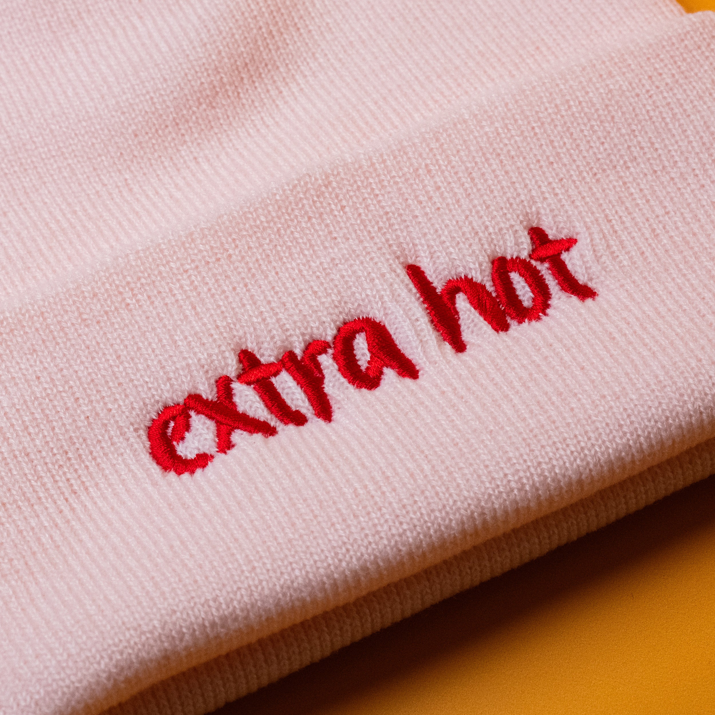 Extra Hot (Pastel Pink) Cuffed Embroidered Beanie