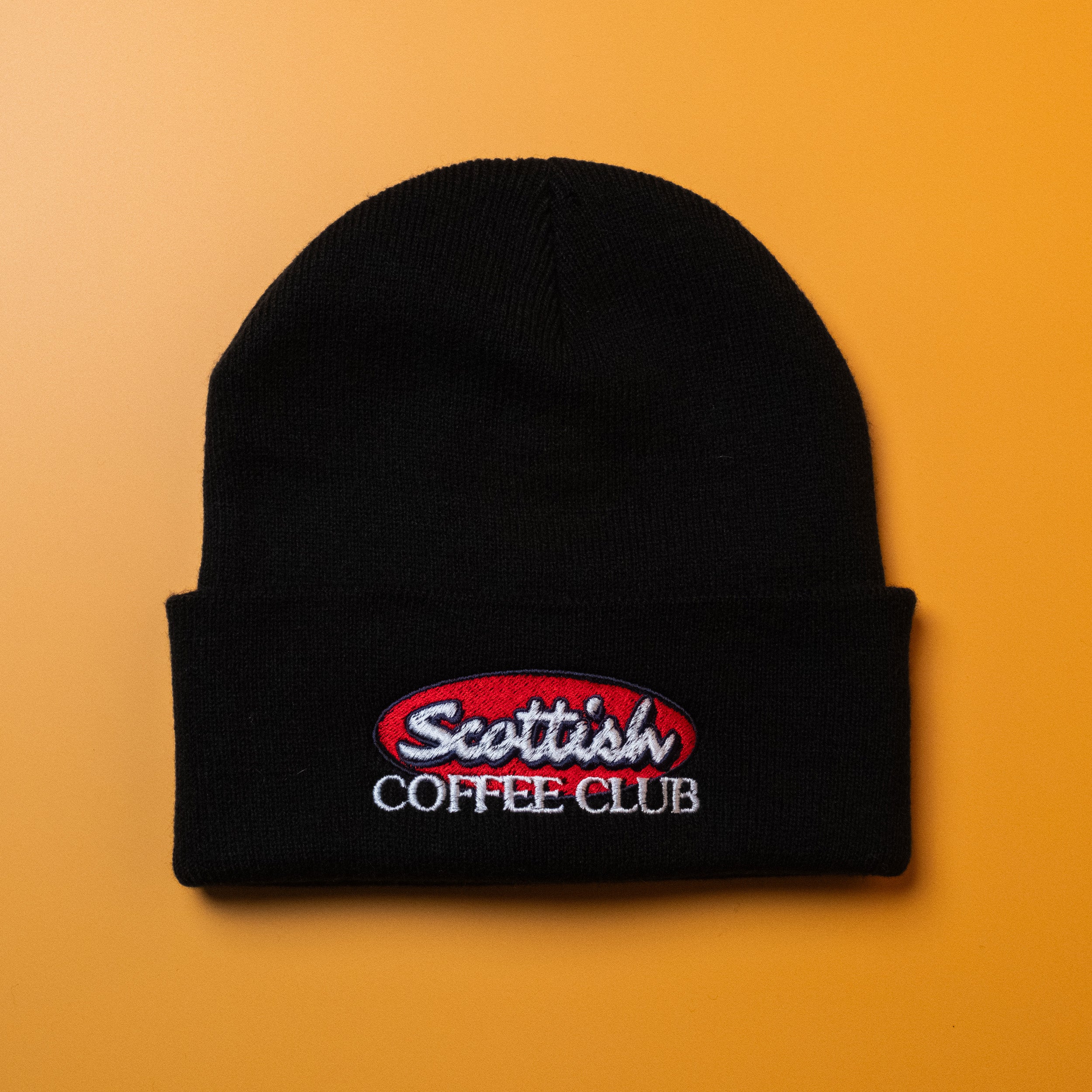 Scottish Coffee Club (Black) Cuffed Embroidered Beanie