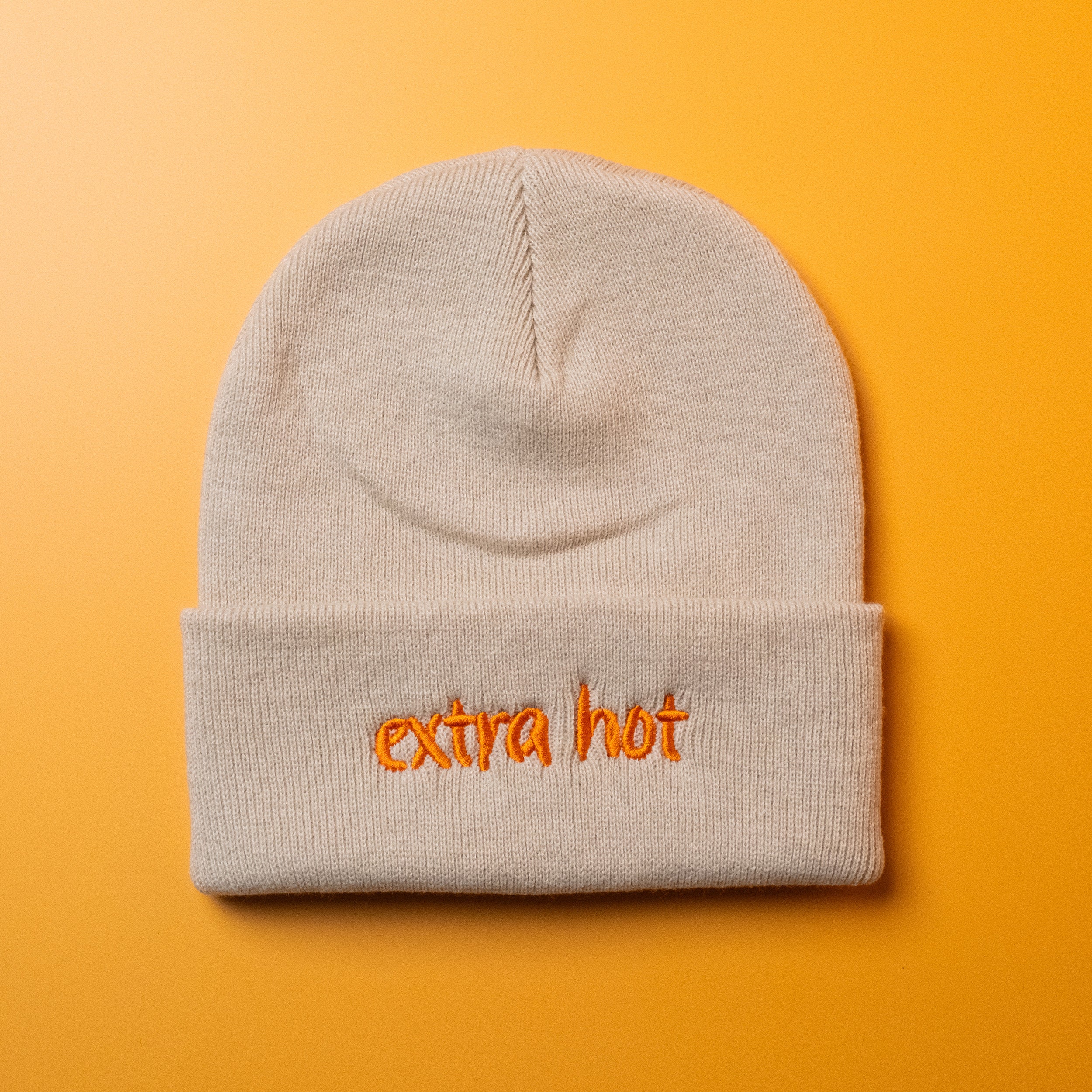 Extra Hot (Sand) Cuffed Embroidered Beanie