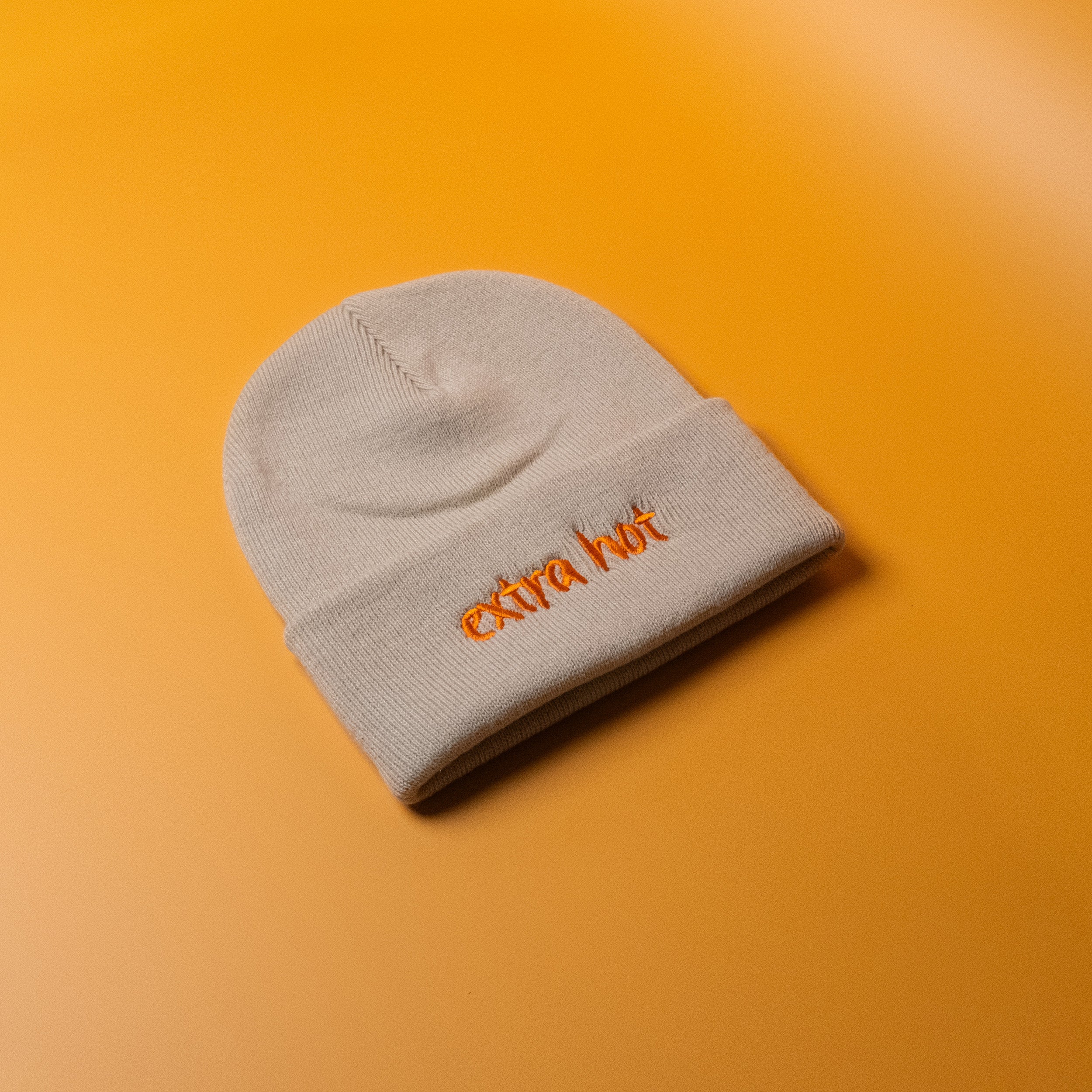 Extra Hot (Sand) Cuffed Embroidered Beanie