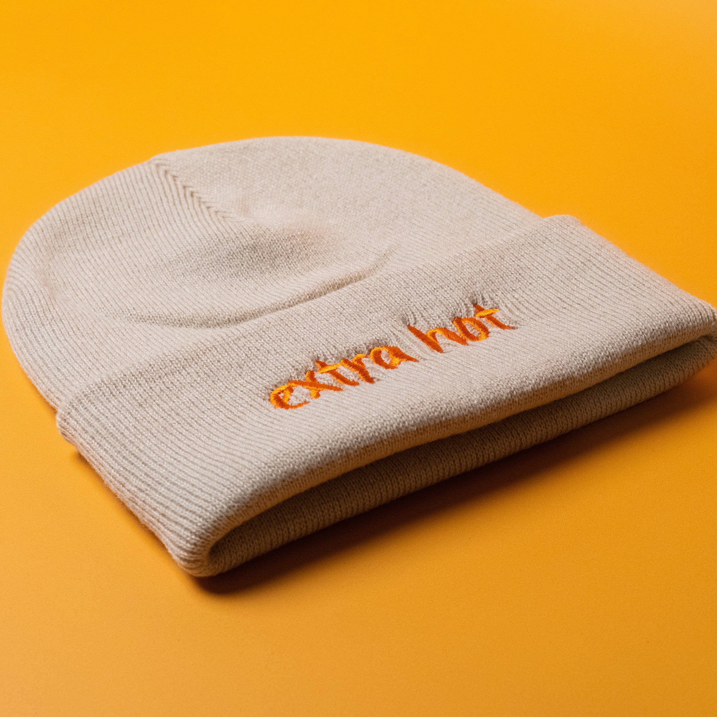 Extra Hot (Sand) Cuffed Embroidered Beanie