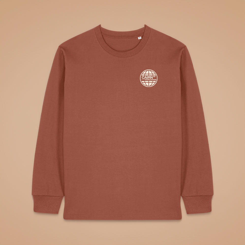 'Worldwide' Long Sleeve T-Shirt - Brown