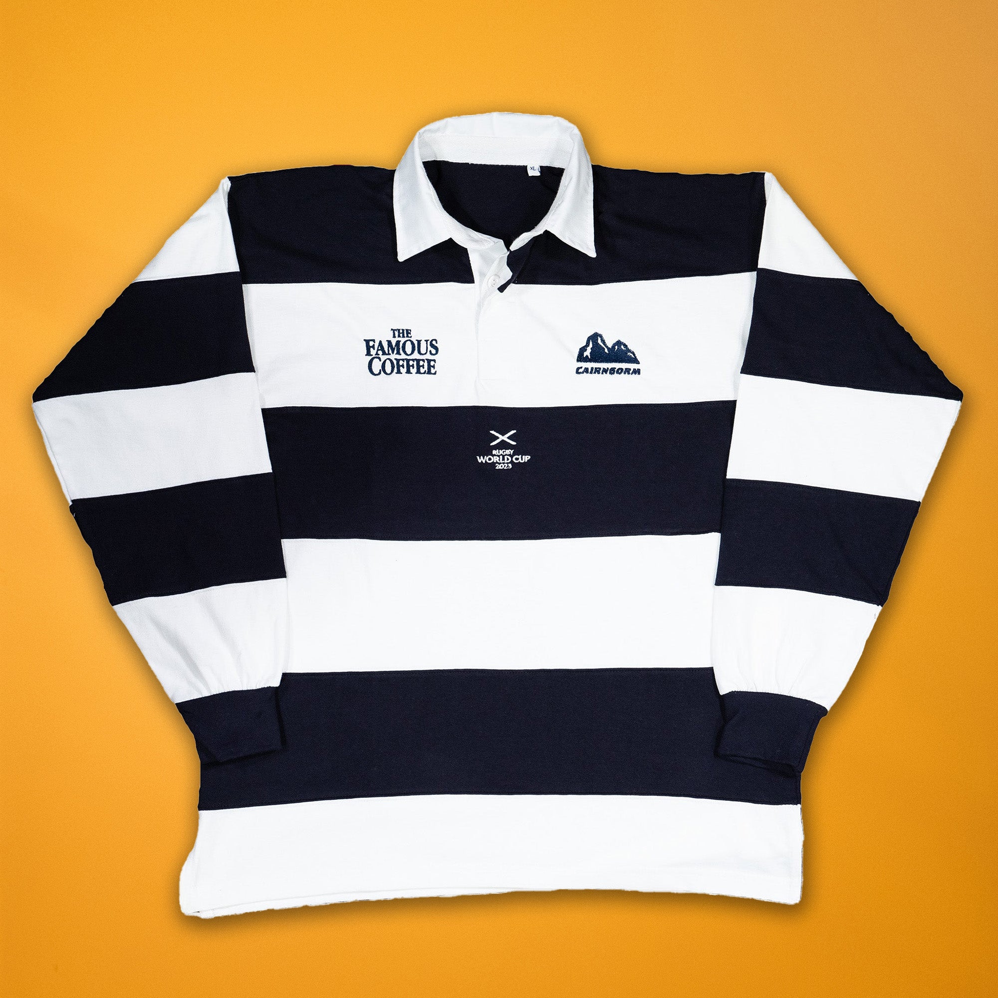 Cairngorm Coffee Vintage Striped Unisex Rugby Shirt - World Cup Edition